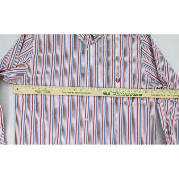 Chaps Men's Shirt Size L Red White Blue Striped Long Sleeve Button-Up - Picture 6 of 12